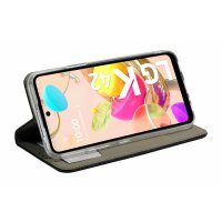 cofi1453® Buch Tasche "Smart" kompatibel mit LG K42 Handy Hülle Etui Brieftasche Schutzhülle mit Standfunktion, Kartenfach Schwarz