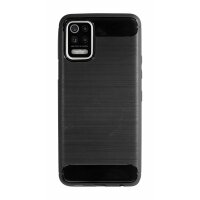 cofi1453® Silikon Hülle Bumper Carbon kompatibel mit LG K52 Case TPU Soft Handyhülle Cover Schutzhülle Schwarz