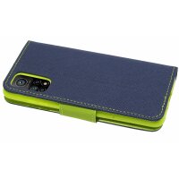 cofi1453® Buch Tasche "Fancy" kompatibel mit XIAOMI MI 10T Handy Hülle Etui Brieftasche Schutzhülle mit Standfunktion, Kartenfach Blau-Grün