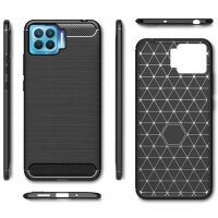 cofi1453® Silikon Hülle Bumper Carbon kompatibel mit Oppo A73 Case TPU Soft Handyhülle Cover Schutzhülle Schwarz