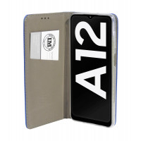 cofi1453 Buch Tasche "Smart" kompatibel mit SAMSUNG GALAXY A12 (A125F) Handy Hülle Etui Brieftasche Schutzhülle mit Standfunktion, Kartenfach Blau