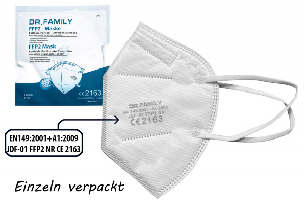 1x Dr.Family FFP2 Set Atemschutzmaske 5 Lagig Mundschutz Maske CE 2163 Zertifikat