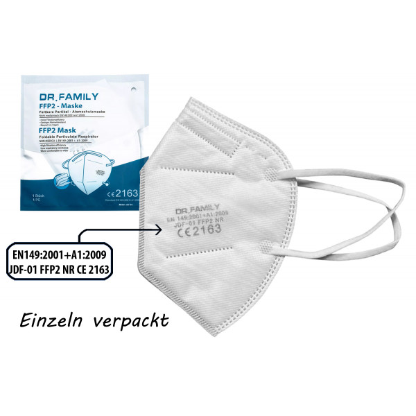 5x Dr.Family FFP2 Atemschutzmaske 5 Lagig Mundschutz Maske CE 2163 Zertifikat