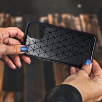 cofi1453® Silikon Hülle Bumper Carbon kompatibel mit SAMSUNG GALAXY A02s (A025F) Case TPU Soft Handyhülle Cover Schutzhülle Schwarz