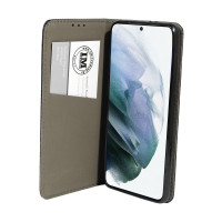 cofi1453 Buch Tasche "Smart" kompatibel mit SAMSUNG GALAXY S21 ( G991F ) Handy Hülle Etui Brieftasche Schutzhülle mit Standfunktion, Kartenfach Schwarz