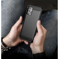 cofi1453® Silikon Hülle Bumper Carbon kompatibel mit SAMSUNG GALAXY A32 (A325F) 4G Case TPU Soft Handyhülle Cover Schutzhülle Schwarz