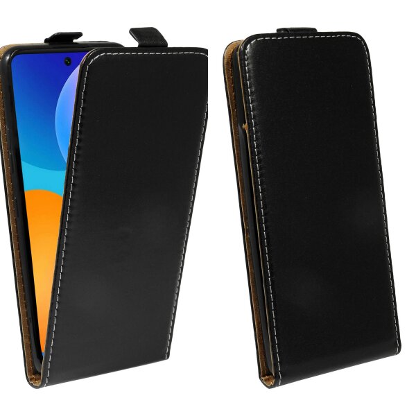 cofi1453® Flip Case kompatibel mit HUAWEI P SMART 2021 Handy Tasche vertikal aufklappbar Schutzhülle Klapp Hülle Schwarz