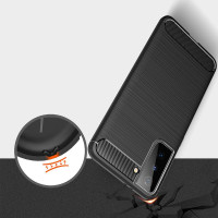 cofi1453® Silikon Hülle Bumper Carbon kompatibel mit SAMSUNG GALAXY S21 PLUS (G996F) Case TPU Soft Handyhülle Cover Schutzhülle Schwarz