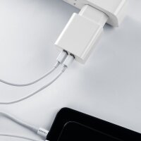 Mcdodo Netzteil Schnell Ladegerät 2,4A Tragbares 2X USB Dual Port Fast Charge Reiseladegerät Steckdose + 1,2m Typ-C Kabel kompatibel mit Smartphones. Tablets, Samsung, HTC, LG, Huawei, Samsung in Weiß