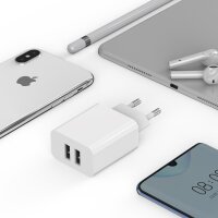 Mcdodo Netzteil Schnell Ladegerät 2,4A Tragbares 2X USB Dual Port Fast Charge Reiseladegerät Steckdose + 1,2m Typ-C Kabel kompatibel mit Smartphones. Tablets, Samsung, HTC, LG, Huawei, Samsung in Weiß