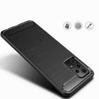 cofi1453® Silikon Hülle Bumper Carbon kompatibel mit SAMSUNG GALAXY A52 (A525F) Case TPU Soft Handyhülle Cover Schutzhülle Schwarz