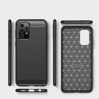 cofi1453® Silikon Hülle Bumper Carbon kompatibel mit SAMSUNG GALAXY A52 (A525F) Case TPU Soft Handyhülle Cover Schutzhülle Schwarz