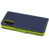 cofi1453® Buch Tasche "Fancy" kompatibel mit SAMSUNG GALAXY A52 (A525F) Handy Hülle Etui Brieftasche Schutzhülle mit Standfunktion, Kartenfach Blau-Grün