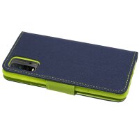 cofi1453® Buch Tasche "Fancy" kompatibel mit XIAOMI REDMI 9T Handy Hülle Etui Brieftasche Schutzhülle mit Standfunktion, Kartenfach Blau-Grün