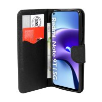 cofi1453® Buch Tasche "Fancy" kompatibel mit XIAOMI REDMI NOTE 9T 5G Handy Hülle Etui Brieftasche Schutzhülle mit Standfunktion, Kartenfach Schwarz