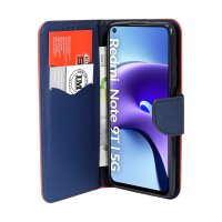 cofi1453® Buch Tasche "Fancy" kompatibel mit XIAOMI REDMI NOTE 9T 5G Handy Hülle Etui Brieftasche Schutzhülle mit Standfunktion, Kartenfach Rot