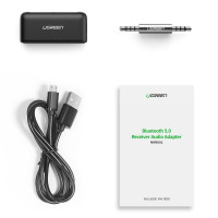 Ugreen Bluetooth Audio Adapter Car Kit Freisprecheinrichtung Receiver AUX Mini-Jack PKW LKW Auto in schwarz