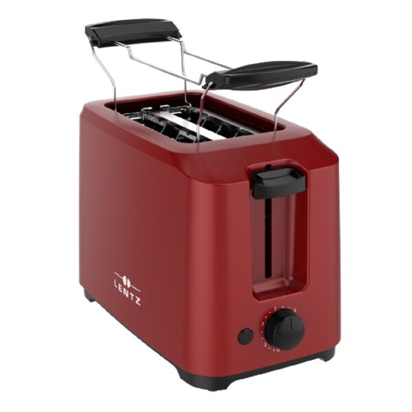 LENTZ 2-Scheiben Toaster 700 Watt Toastautomat mit Brötchenaufsatz 7-Stufen Rot 74220