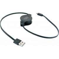 Schwaiger LKR090M 533 flaches ausziehbares Micro-USB Sync/Ladekabel (0,9 m) schwarz