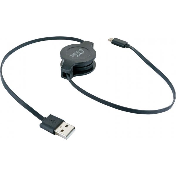 Schwaiger B631 1129 flaches ausziehbares Micro-USB Sync/Ladekabel (1,2 m) schwarz