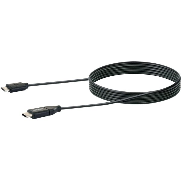 Schwaiger B634 1109 USB 3.1 Adapterkabel, Ladekabel Typ-C-Stecker auf 2.0 Micro B-Stecker (1m), schwarz