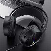 Hoco Gaming Headset für PC, Laptop Stereo Virtual Surround Sound, mit Mikrofon RGB-LED-Beleuchtung Over-Ear Kopfhörer Ohrhörer