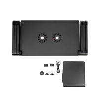 Schreibtisch für Laptop Notebook mit seitlichem Mausregal universell einstellbar mit Kühlung Lüfter YL-803 HomeOffice Tisch schwarz