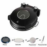 Schäfer Pizzamaker 32cm mit Zubehör Express Pizzaofen 1200W Keramiksteinplatte 360-400ºC (schwarz)