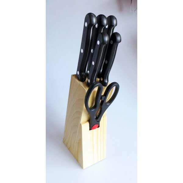 Michelino Holz-Messerblock 7 tlg. Messerset Holzblock 11239 Messerset schwarze Griffe