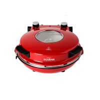 Schäfer Pizzamaker 32cm mit Zubehör Express Pizzaofen 1200W Keramiksteinplatte 360-400ºC (rot)