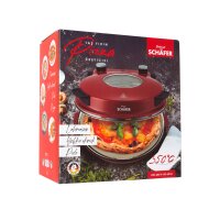 Schäfer Pizzamaker 32cm mit Zubehör Express Pizzaofen 1200W Keramiksteinplatte 360-400ºC (rot)