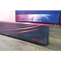 SCHWAIGER -GM700- Gaming Mauspad XXL | 750x300 mm | rutschfest | genähte Kanten | Tischunterlage | schwarz-rot