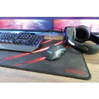 SCHWAIGER -GM700- Gaming Mauspad XXL | 750x300 mm | rutschfest | genähte Kanten | Tischunterlage | schwarz-rot