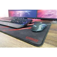 SCHWAIGER -GM700- Gaming Mauspad XXL | 750x300 mm | rutschfest | genähte Kanten | Tischunterlage | schwarz-rot