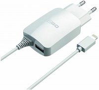2GO USB Ladegerät 110V-240V 2100mA, mit iPhone Kabel,für alle Smartphones mit Lightning Anschluss, 797167, in weiß