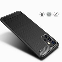 Silikon Hülle Bumper Carbon kompatibel mit SAMSUNG GALAXY A32 5G (A326F) Case TPU Soft Handyhülle Cover Schutzhülle Schwarz