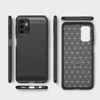 Silikon Hülle Bumper Carbon kompatibel mit SAMSUNG GALAXY A32 5G (A326F) Case TPU Soft Handyhülle Cover Schutzhülle Schwarz