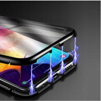 360° Magnet Full Slim Metall Case Schutz Tasche Handyhülle Handyschale mit Panzerglas Vorderseite und Rückseite Schwarz kompatibel mit Samsung Galaxy S21 (G991F)