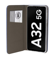 cofi1453 Buch Tasche "Smart" kompatibel mit SAMSUNG GALAXY A32 5G (A326F) Handy Hülle Etui Brieftasche Schutzhülle mit Standfunktion, Kartenfach Blau