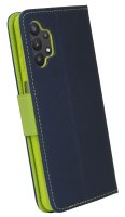 cofi1453® Buch Tasche "Fancy" kompatibel mit Samsung Galaxy A32 5G (A326F) Handy Hülle Etui Brieftasche Schutzhülle mit Standfunktion, Kartenfach Blau-Grün