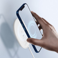 Baseus magnetisches kabellosesi-Ladegerät Wireless Charger 15 W (MagSafe kompatibel für iPhone) weiß