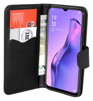 cofi1453® Buch Tasche "Fancy" kompatibel mit Oppo A31 Handy Hülle Etui Brieftasche Schutzhülle mit Standfunktion, Kartenfach Schwarz