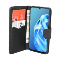 cofi1453® Buch Tasche "Fancy" kompatibel mit Oppo A91 Handy Hülle Etui Brieftasche Schutzhülle mit Standfunktion, Kartenfach Schwarz