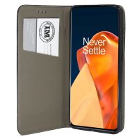 cofi1453 Buch Tasche "Smart" kompatibel mit ONEPLUS 9 PRO 5G Handy Hülle Etui Brieftasche Schutzhülle mit Standfunktion, Kartenfach Schwarz