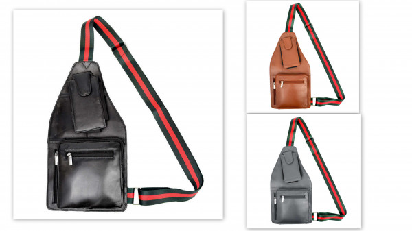 Brusttasche Schultertasche aus Echtleder Umhängetasche mit Tasche für Handy Crossbag