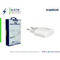 Sunix 18W PD Wandladegerät Netzteil Schnell-Ladegerät USB-C Typ-C Anschluss kompatibel mit Smartphones weiß