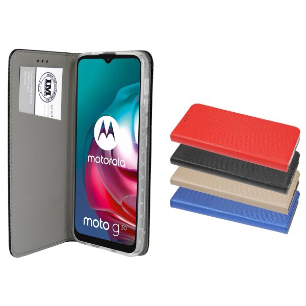 cofi1453®  Elegante Buch-Tasche Hülle Smart Magnet kompatibel mit MOTOROLA MOTO G30 Leder Optik Wallet Book-Style Cover Schale in