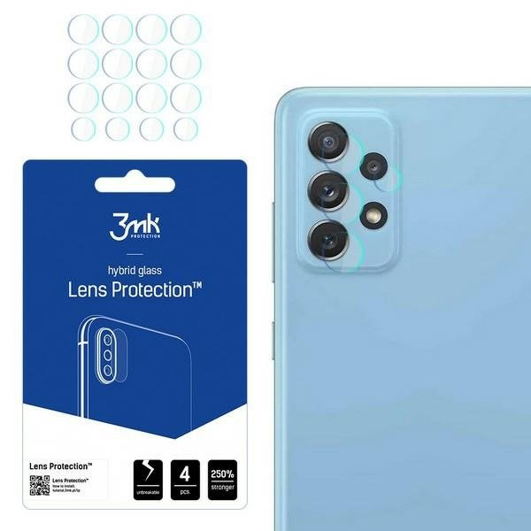 [ 4er Pack ] 3MK FlexibleGlass Lens kompatibel mit Samsung Galaxy A72 5G (A725F) Hybridglas Kameraglas Linse Schutzglas Kamera