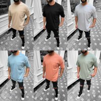 Megaman Oversize Herren T-Shirt mit Tasche Long-Tee Basic...