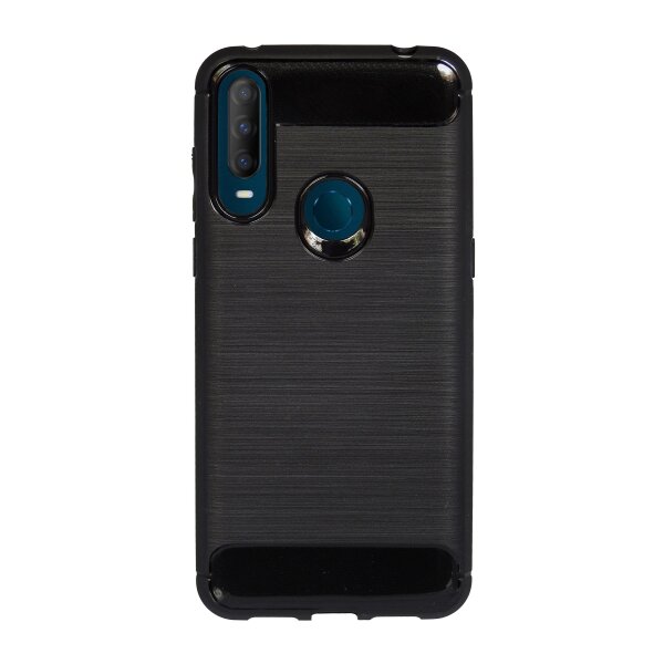 cofi1453® Silikon Hülle Carbon kompatibel mit ALCATEL 1S 2020 Case TPU Soft Handyhülle Cover Schutzhülle Schwarz